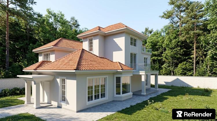 Single Family Home in Eco-friendly Sustainable style - ReRender AI